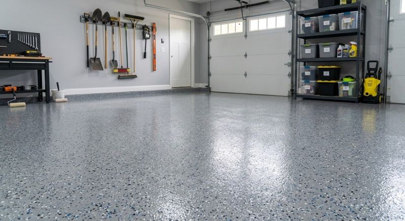 Speckled Garage Floor Painting in Loudoun County, VA
